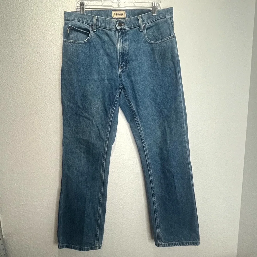 L.L. Bean Double L Jeans Mens 35x30 Blue Denim Cotton Straight Leg Standard Fit